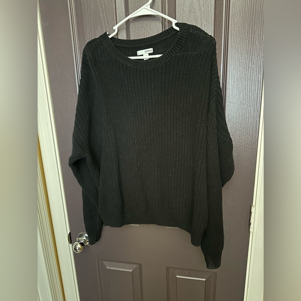 Sonoma Drop Shoulder Ribbed Crewneck Sweater Color Black Size XL
